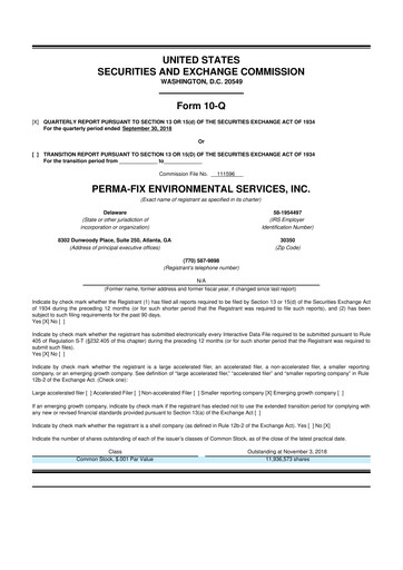 Miniature Perma-Fix Environmental Services 10-Q Rapport trimestriel 2018 