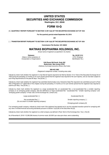 Thumbnail Matinas BioPharma 10-Q Quarterly Report FY2018 