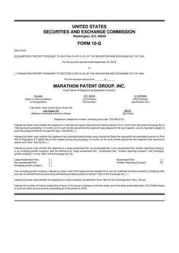 Vorschaubild MARA Holdings
 10-Q Quartalsbericht 2018 