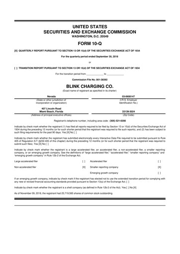 Miniature Blink Charging
 10-Q Rapport trimestriel 2018 