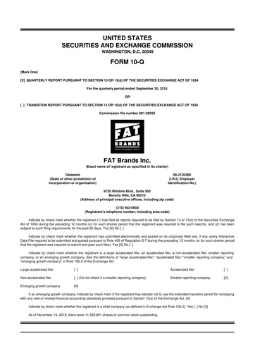 Miniature FAT Brands 10-Q Rapport trimestriel 2018 