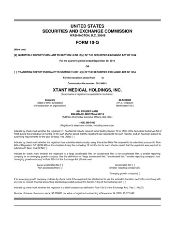 Thumbnail Xtant Medical 10-Q Quarterly Report FY2018 
