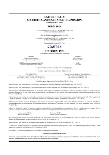 Miniature Cemtrex 10-K Rapport annuel 2018