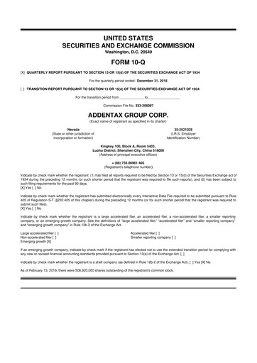 Vorschaubild Addentax Group 10-Q Quartalsbericht 2019 