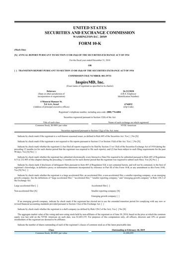 Thumbnail InspireMD 10-K Annual Report 2018