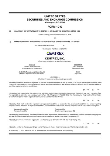 Thumbnail Cemtrex 10-Q Quarterly Report FY2019 