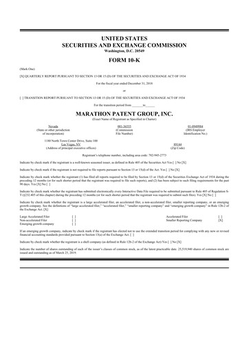 Vorschaubild MARA Holdings
 10-K Jahresbericht 2018