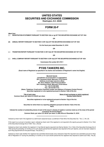 Thumbnail Pyxis Tankers 20-F Annual Report 2018