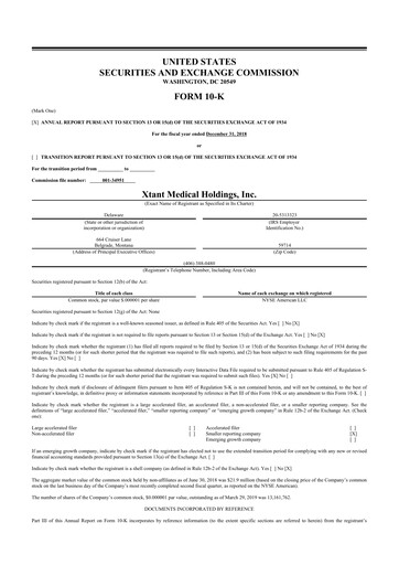 Thumbnail Xtant Medical 10-K Annual Report 2018