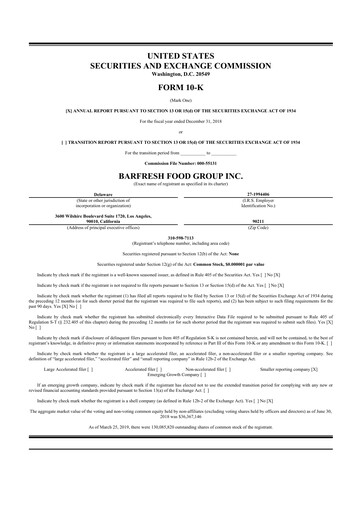 Thumbnail Barfresh Food Group 10-K Annual Report 2018