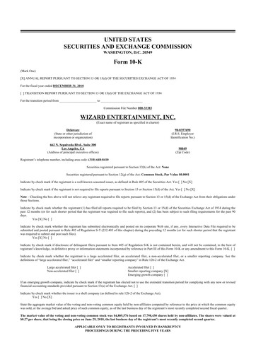 Miniature Prairie Operating 10-K Rapport annuel 2018