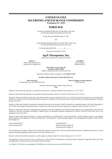 Thumbnail Serina Therapeutics 10-K Annual Report 2018