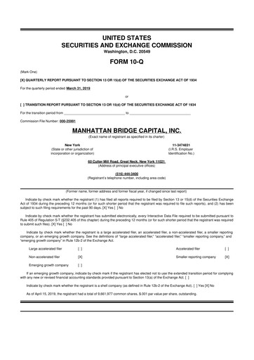 Vorschaubild Manhattan Bridge Capital
 10-Q Quartalsbericht 2019 