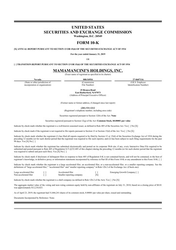 Thumbnail Mama's Creations 10-K Annual Report 2019