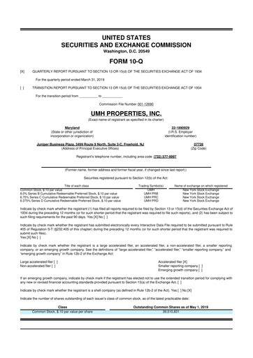 Thumbnail UMH Properties 10-Q Quarterly Report FY2019 
