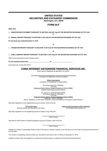 Miniature Freight Technologies, Inc. 20-F Rapport annuel 2018