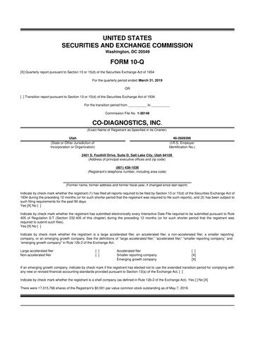 Thumbnail Co-Diagnostics
 10-Q Quarterly Report FY2019 