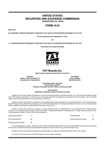 Miniature FAT Brands 10-Q Rapport trimestriel 2019 