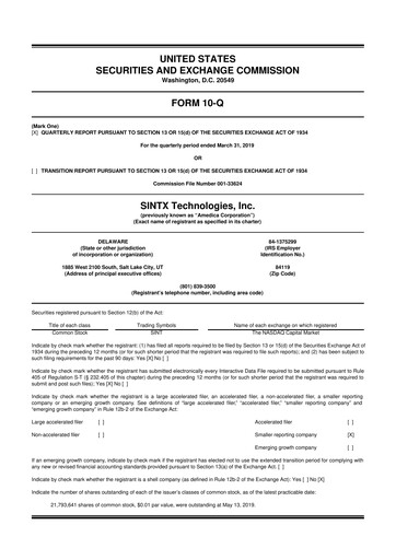 Thumbnail SINTX Technologies
 10-Q Quarterly Report FY2019 