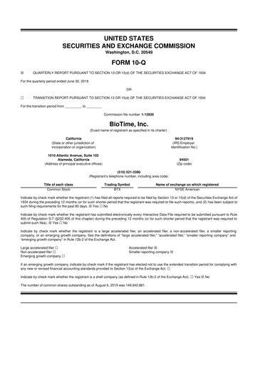 Thumbnail Lineage Cell Therapeutics
 10-Q Quarterly Report FY2019 