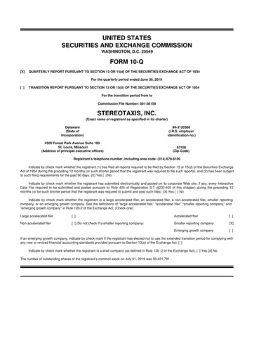 Vorschaubild Stereotaxis 10-Q Quartalsbericht 2019 