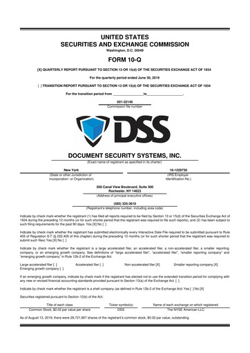 Thumbnail DSS, Inc. (Document Security Systems) 10-Q Quarterly Report FY2019 