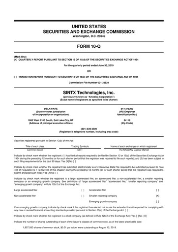 Thumbnail SINTX Technologies
 10-Q Quarterly Report FY2019 