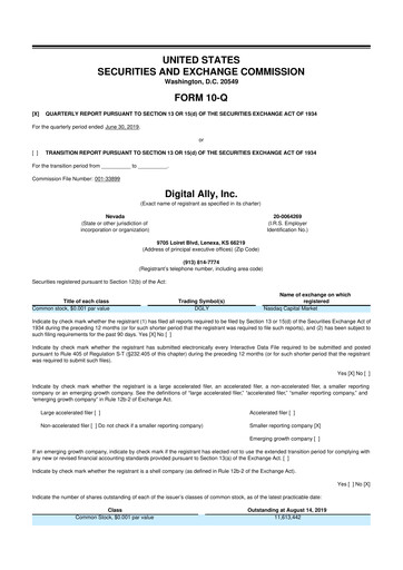 Thumbnail Digital Ally 10-Q Quarterly Report FY2019 