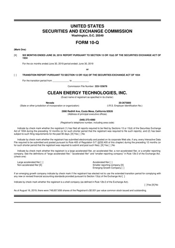 Miniature Clean Energy Technologies 10-Q Rapport trimestriel 2019 