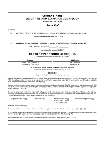 Thumbnail Ocean Power Technologies
 10-Q Quarterly Report FY2020 