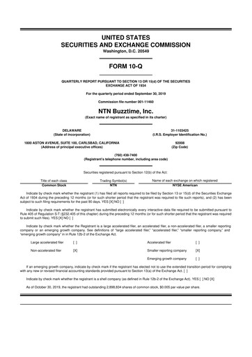 Thumbnail Eterna Therapeutics 10-Q Quarterly Report FY2019 