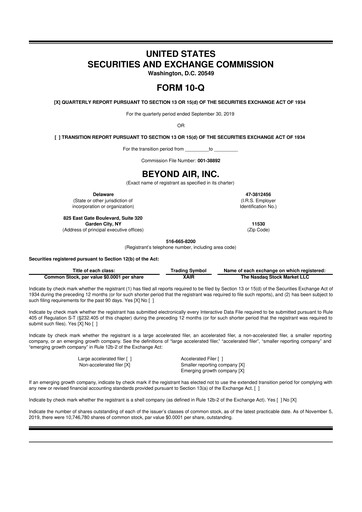 Thumbnail Beyond Air 10-Q Quarterly Report FY2020 