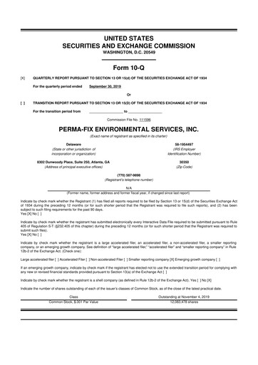 Miniature Perma-Fix Environmental Services 10-Q Rapport trimestriel 2019 