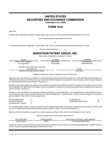 Vorschaubild MARA Holdings
 10-Q Quartalsbericht 2019 