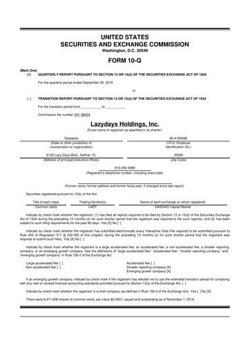 Thumbnail Lazydays Holdings 10-Q Quarterly Report FY2019 