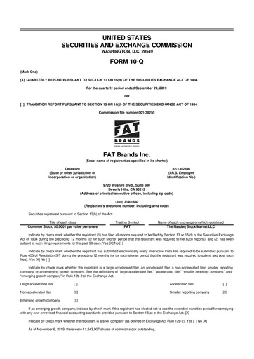 Miniature FAT Brands 10-Q Rapport trimestriel 2019 