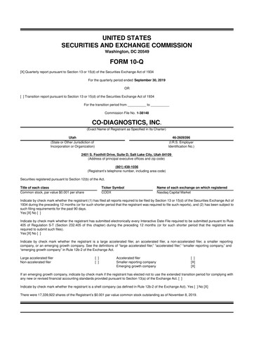 Thumbnail Co-Diagnostics
 10-Q Quarterly Report FY2019 