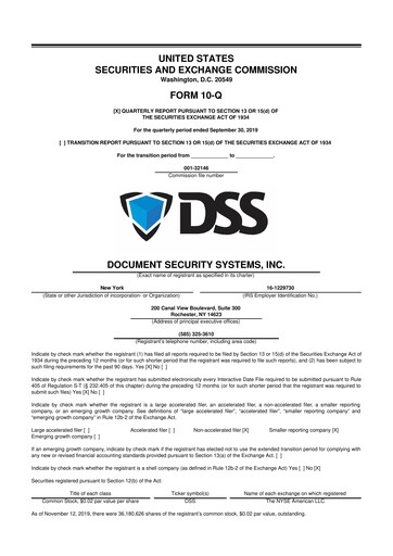 Thumbnail DSS, Inc. (Document Security Systems) 10-Q Quarterly Report FY2019 