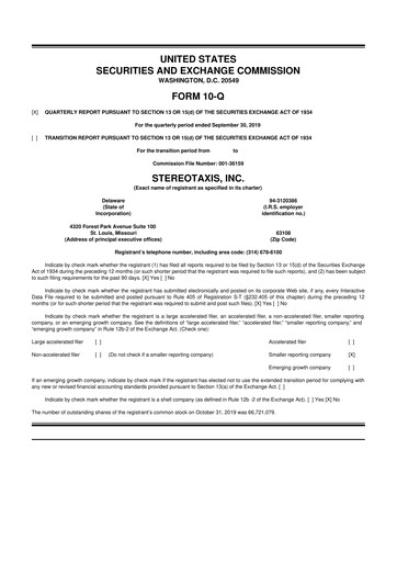 Vorschaubild Stereotaxis 10-Q Quartalsbericht 2019 