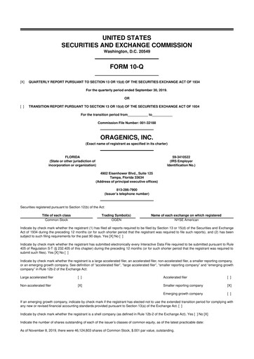Thumbnail Oragenics 10-Q Quarterly Report FY2019 