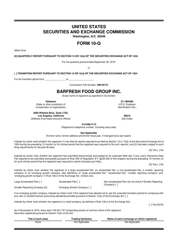 Thumbnail Barfresh Food Group 10-Q Quarterly Report FY2019 