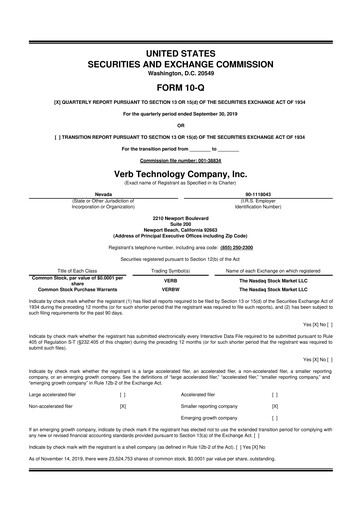 Vorschaubild TON Strategy Co. 10-Q Quartalsbericht 2019 