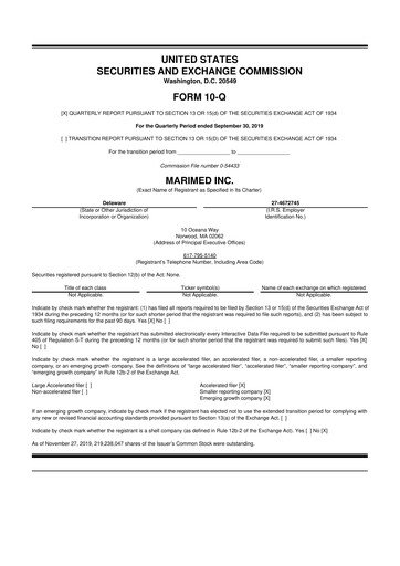 Thumbnail MariMed 10-Q Quarterly Report FY2019 