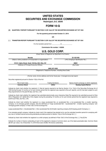 Thumbnail U.S. Gold Corp 10-Q Quarterly Report FY2020 