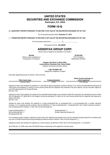 Vorschaubild Addentax Group 10-Q Quartalsbericht 2020 