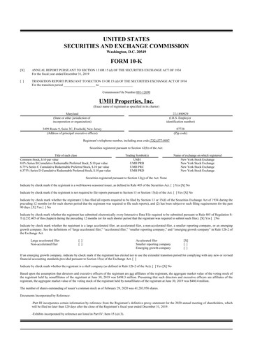 Thumbnail UMH Properties 10-K Annual Report 2019