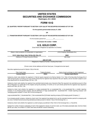 Thumbnail U.S. Gold Corp 10-Q Quarterly Report FY2020 