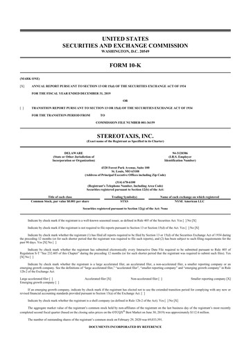 Thumbnail Stereotaxis 10-K Annual Report 2019