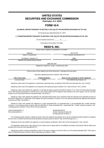 Thumbnail Reed's, Inc. 10-K Annual Report 2019