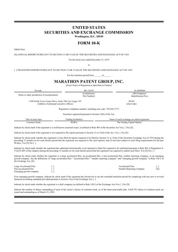 Vorschaubild MARA Holdings
 10-K Jahresbericht 2019